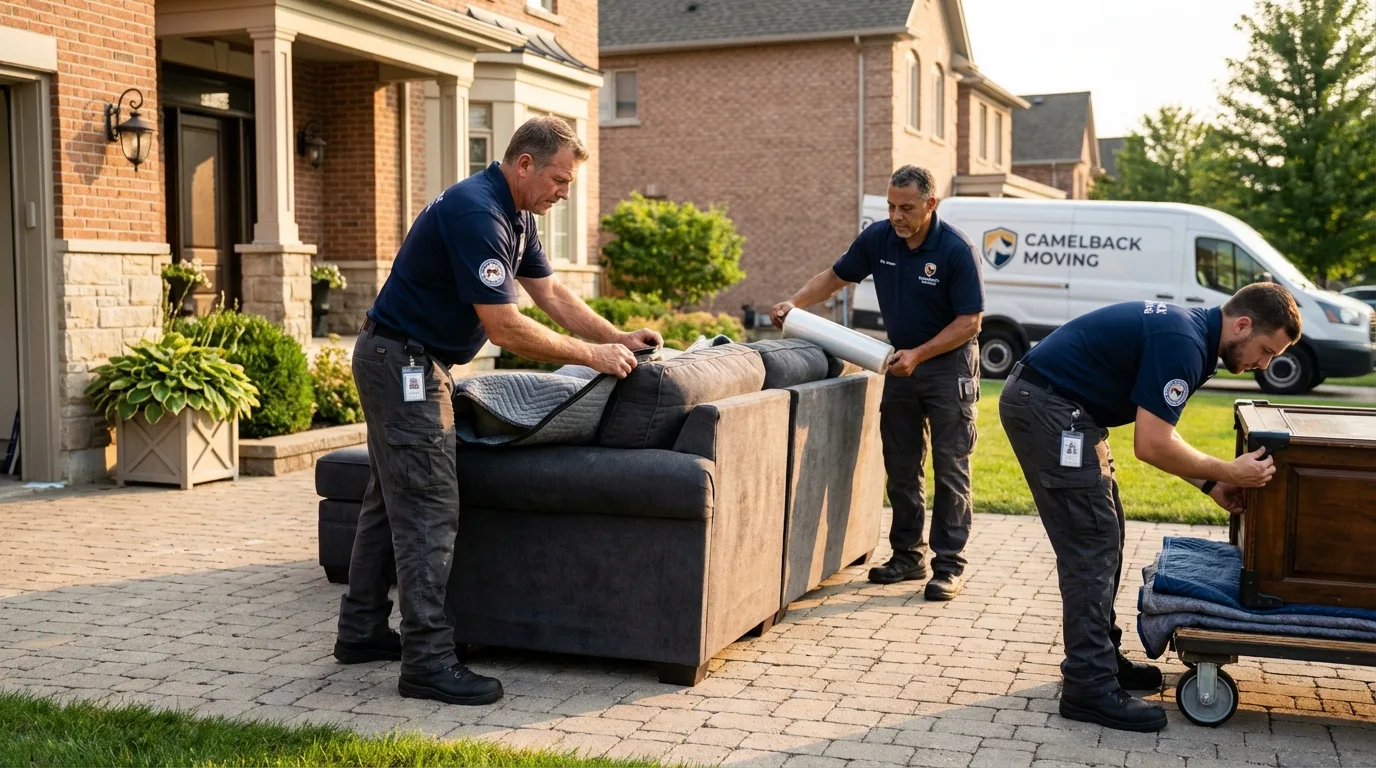 Large estate moving crew wrapping furniture in Agawam, MA